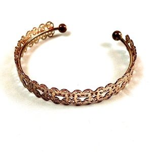Vintage metal lace cuff rose gold tone